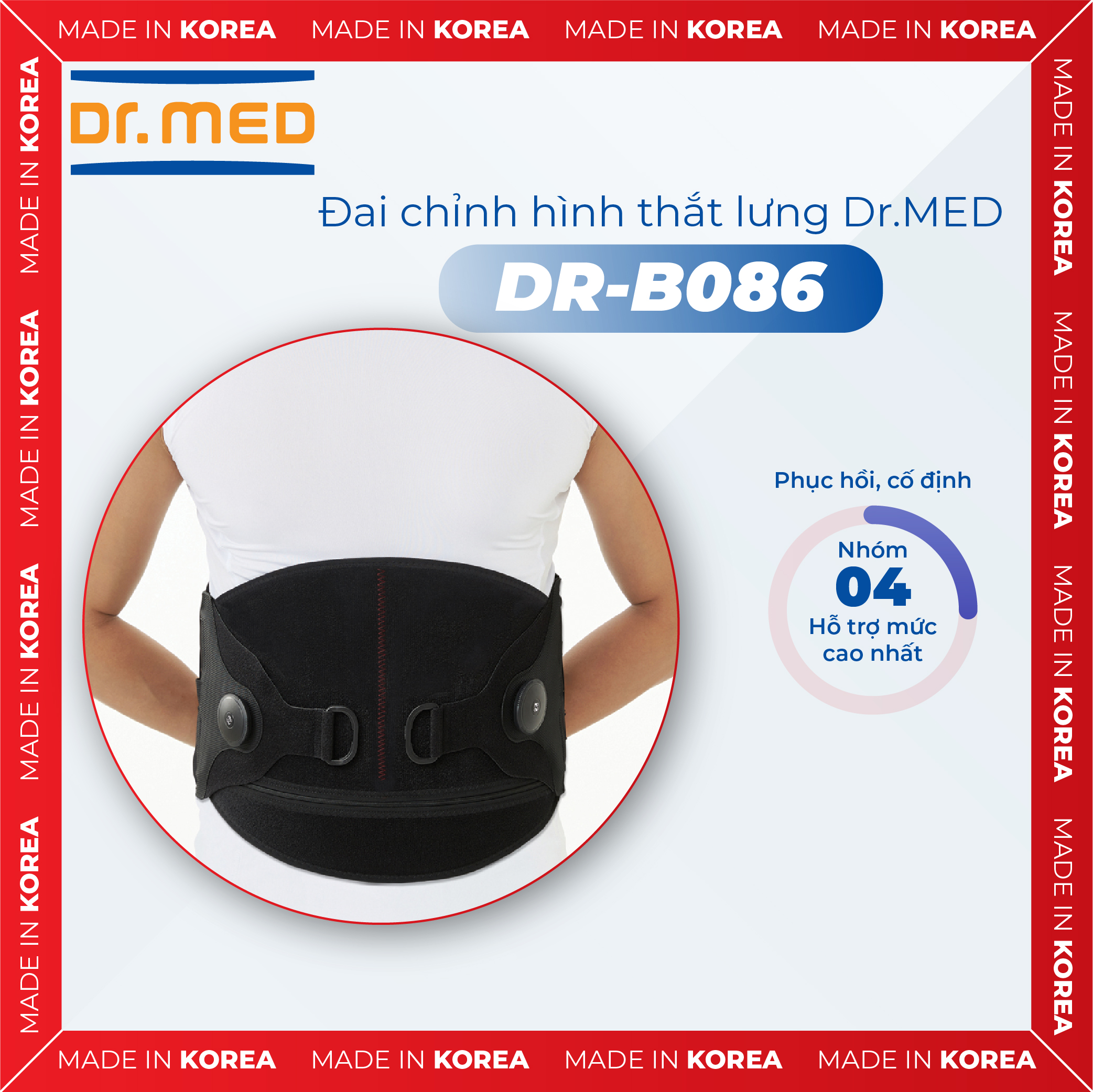 Đai chỉnh hình thắt lưng Orthosis với hệ thống điều chỉnh chiều rộng Dr.MED DR-B086