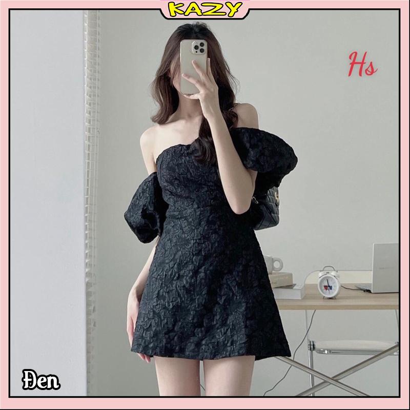 Váy trễ vai tay bồng, Váy xốp trắng trễ vai KAZY STORE V009