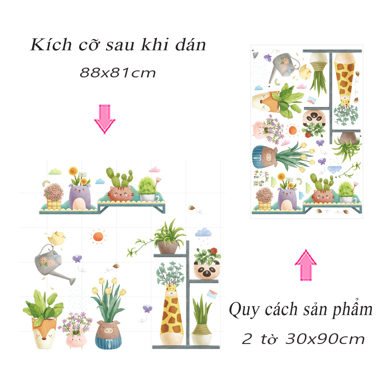 - Decal dán tường trang trí lớp mầm non- Kệ cây hươu cao cổ