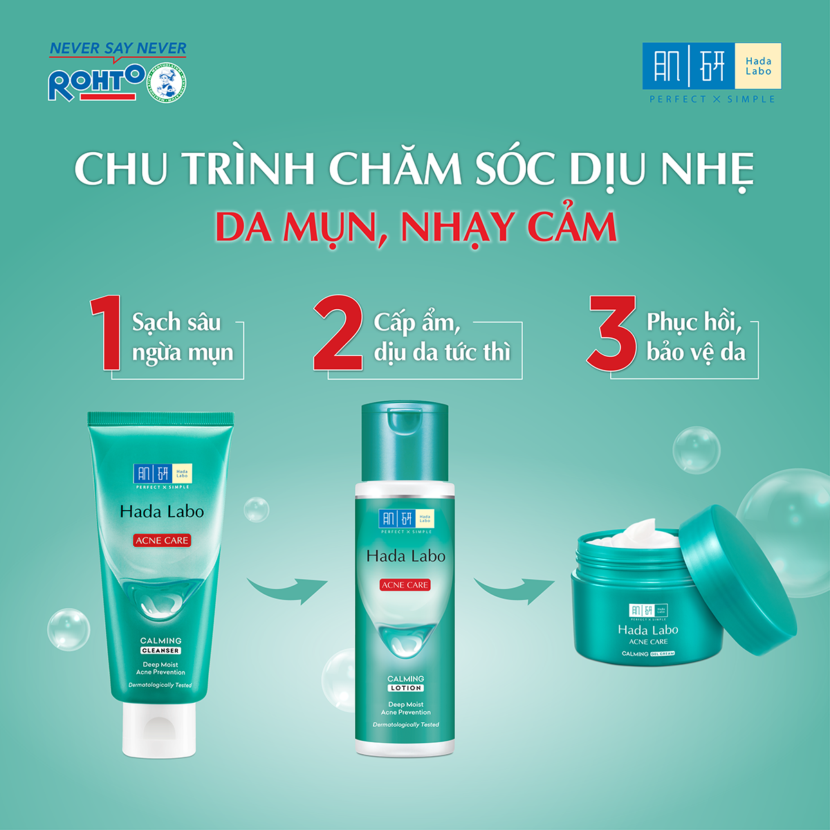 Kem dưỡng ẩm cho da mụn, nhạy cảm Hada Labo dạng gel Acne Care Calming Gel Cream 50g