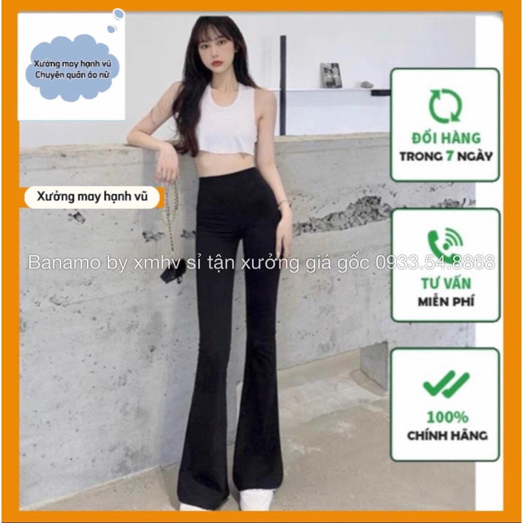 Quần ống loe nữ cạp cao quần legging nữ ôm ống loe lên from xinh tôn dáng 411