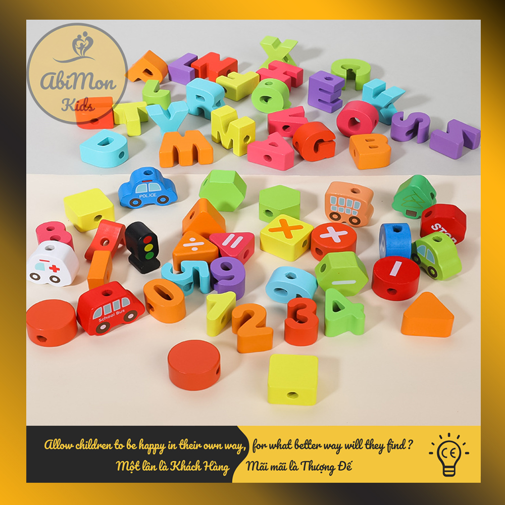 Bộ Xâu Hạt Bằng Gỗ Cho Bé  || Montessori cao cấp || Đồ chơi Gỗ - Giáo dục - An toàn - Thông minh