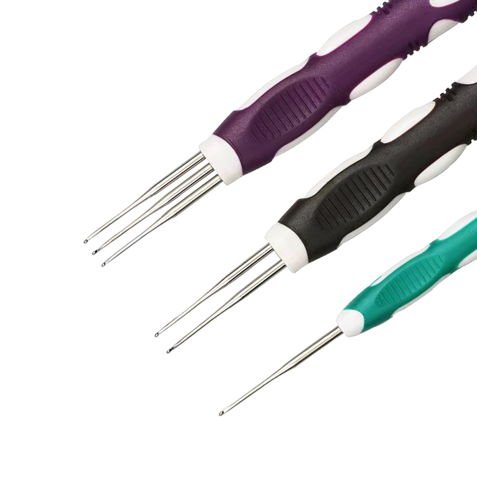 6x Dreadlock Crochet Hook for Hair Hair Making Salon 0.75mm Hair Interlocking Tool Include 1 Hook, 2 Hook and 3 Hooks
