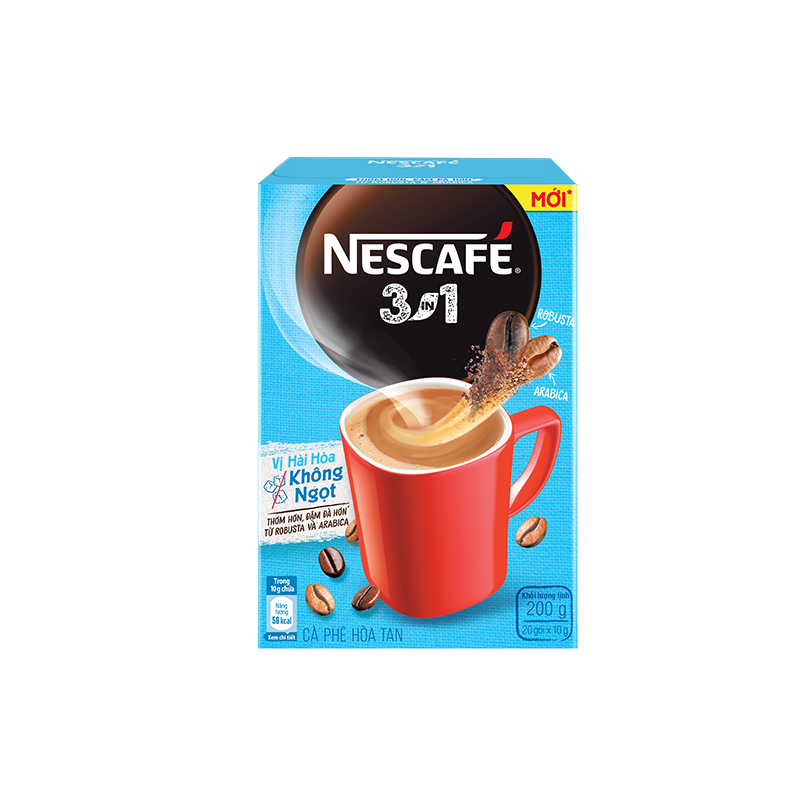 Combo 2 hộp cà phê hòa tan Nescafé 3in1 mới - vị Hài Hòa Không Ngọt (2 hộp x 20 gói x 17g)