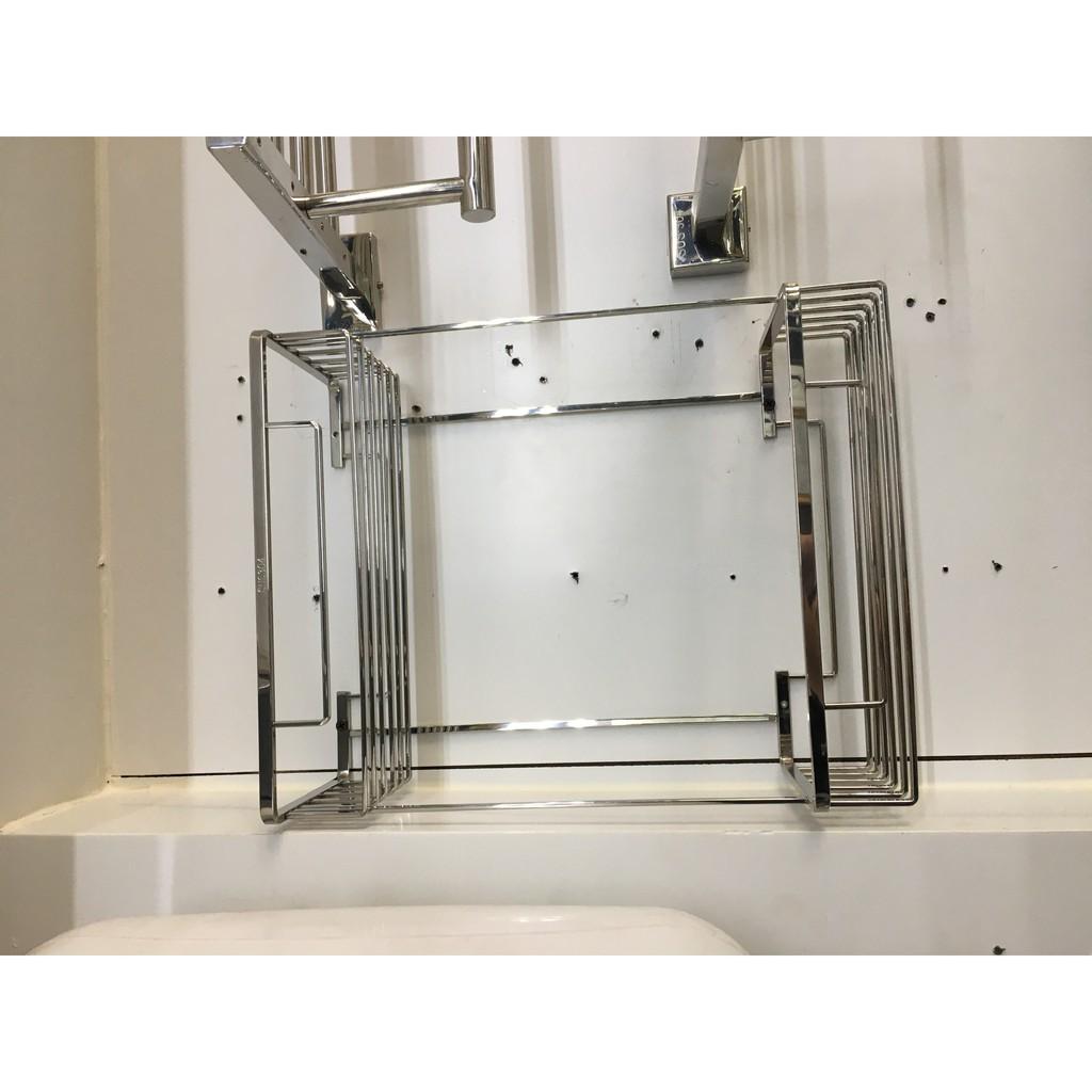 Kệ thẳng để đồ nhà tắm inox 2 tầng sus304 nan vuông