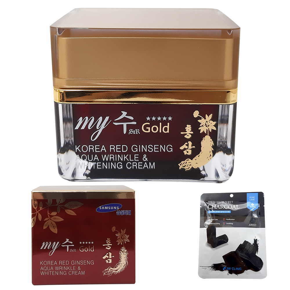 Kem MY GOLD RED GINSENG Hồng Sâm Cấp Ẩm TRẮNG DA Ngày Đêm AQUA 50g KOREA