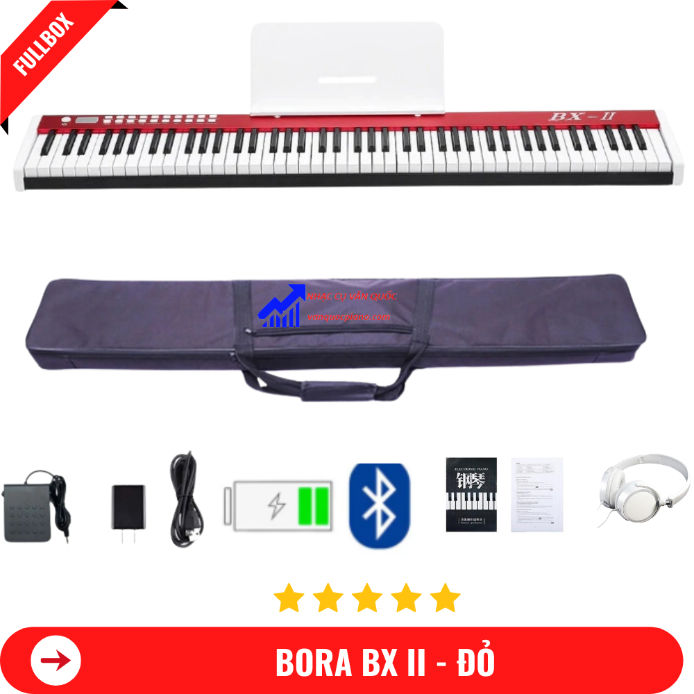 Đàn Piano Điện Bora BX II – 88 Phím Nặng Cảm Lực  +Chân đàn + Tai Nghe