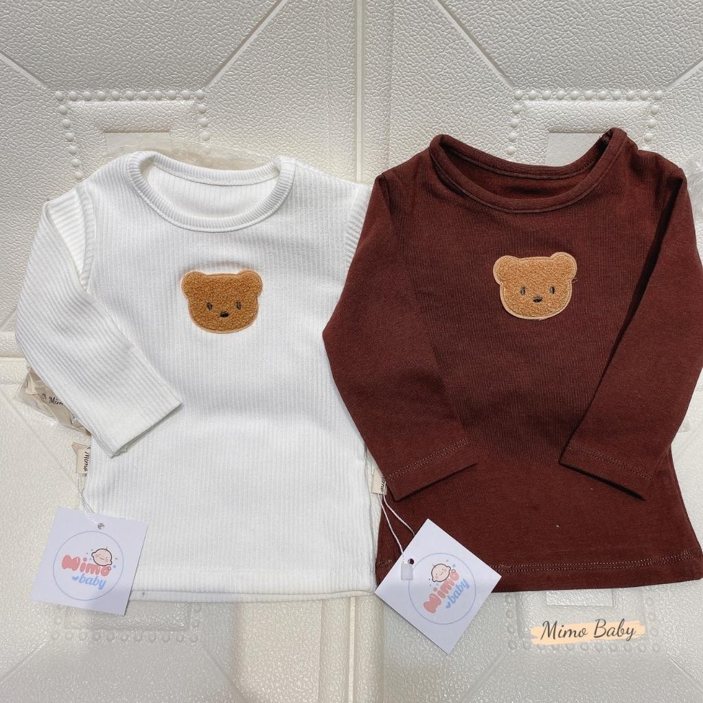 QA32 Áo cotton dài tay đính gấu dễ thương cho bé Mimo Baby