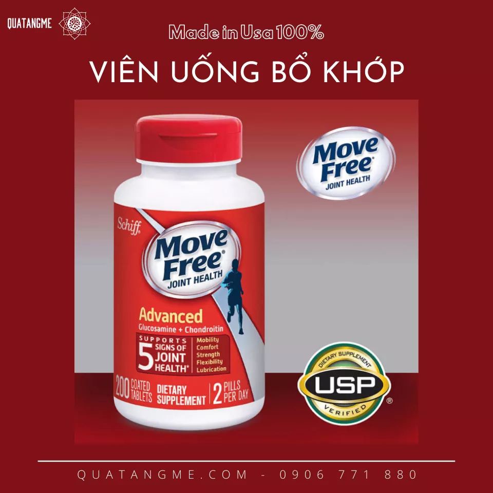 Glucosamine Mỹ Schiff Move Free Joint Health Advanced Glucosamine + Chondroitin - Giảm các triệu chứng đau nhức xương khớp hiệu quả - OZ Slim Store