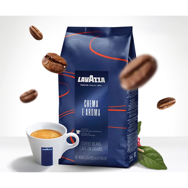 Cà phê hạt Lavazza Crema E Aroma Coffee Beans - 1kg Whole bean-[ Made in Italy ] - 40% Arabica and 60% Robusta - Đậu phộng, Nhục đậu khấu