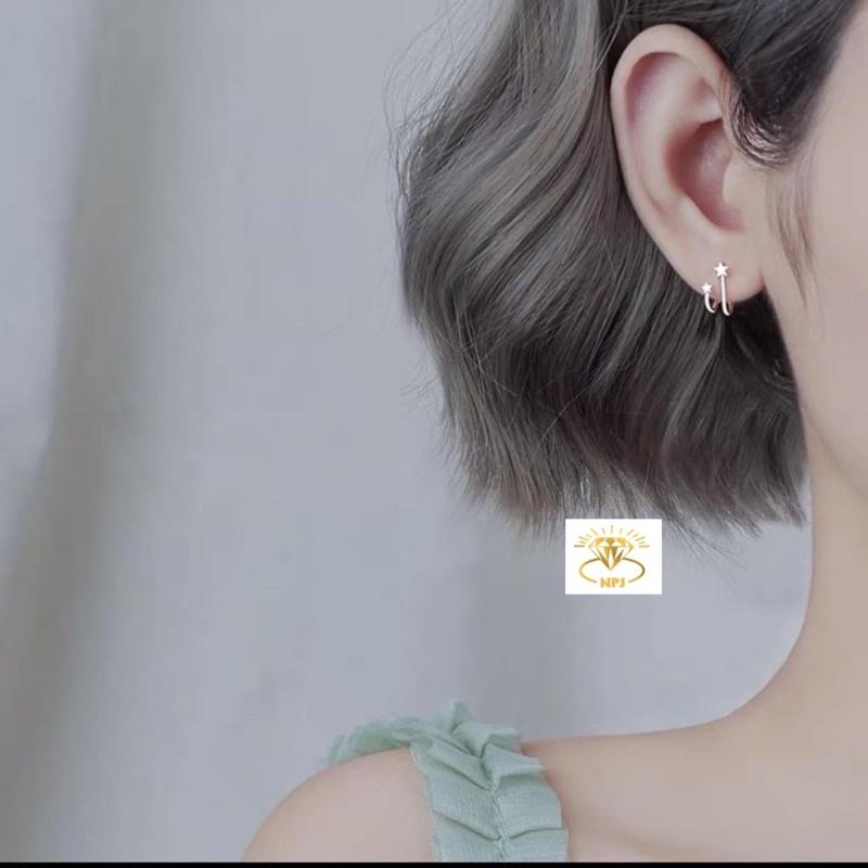 Bông tai kẹp vành ngôi sao may mắn dành cho nữ -Bạc Npj