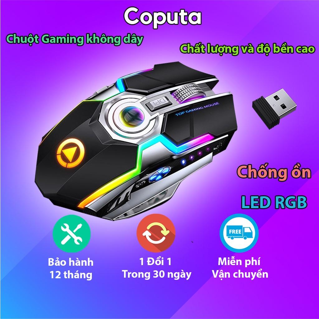 Chuột không dây Coputa chuột máy tính gaming laptop silent full LED A5