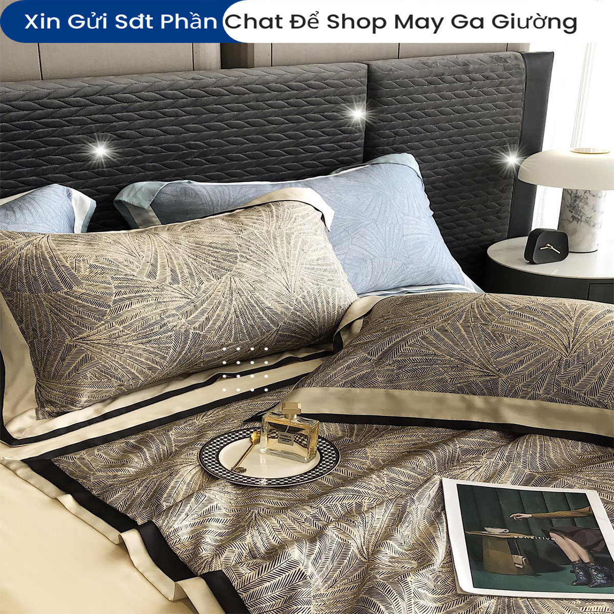 Bộ Chăn Ga Gối Đệm Lụa Tencel 100s Màu Trơn 5 Món Cao Cấp Chăn Chần Bông Lụa Mềm 08