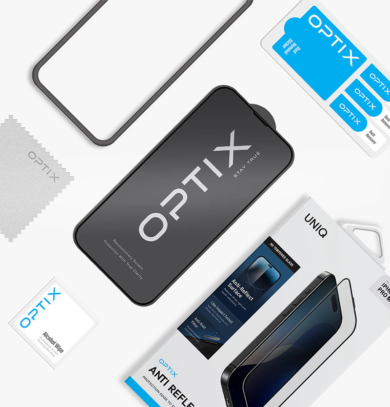 Kính Cường Lực UNIQ OPTIX ANTI REFLECTION Cho iPhone 16 Pro Max Được Phủ Lớp Chống Phản Chiếu Ánh Sáng Hàng Chính Hãng