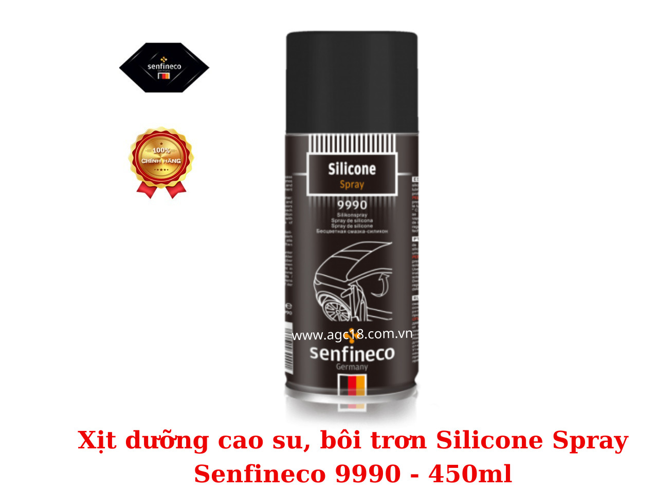 Xịt dưỡng cao su, bôi trơn Silicone Spray Senfineco 9990 - 450ml