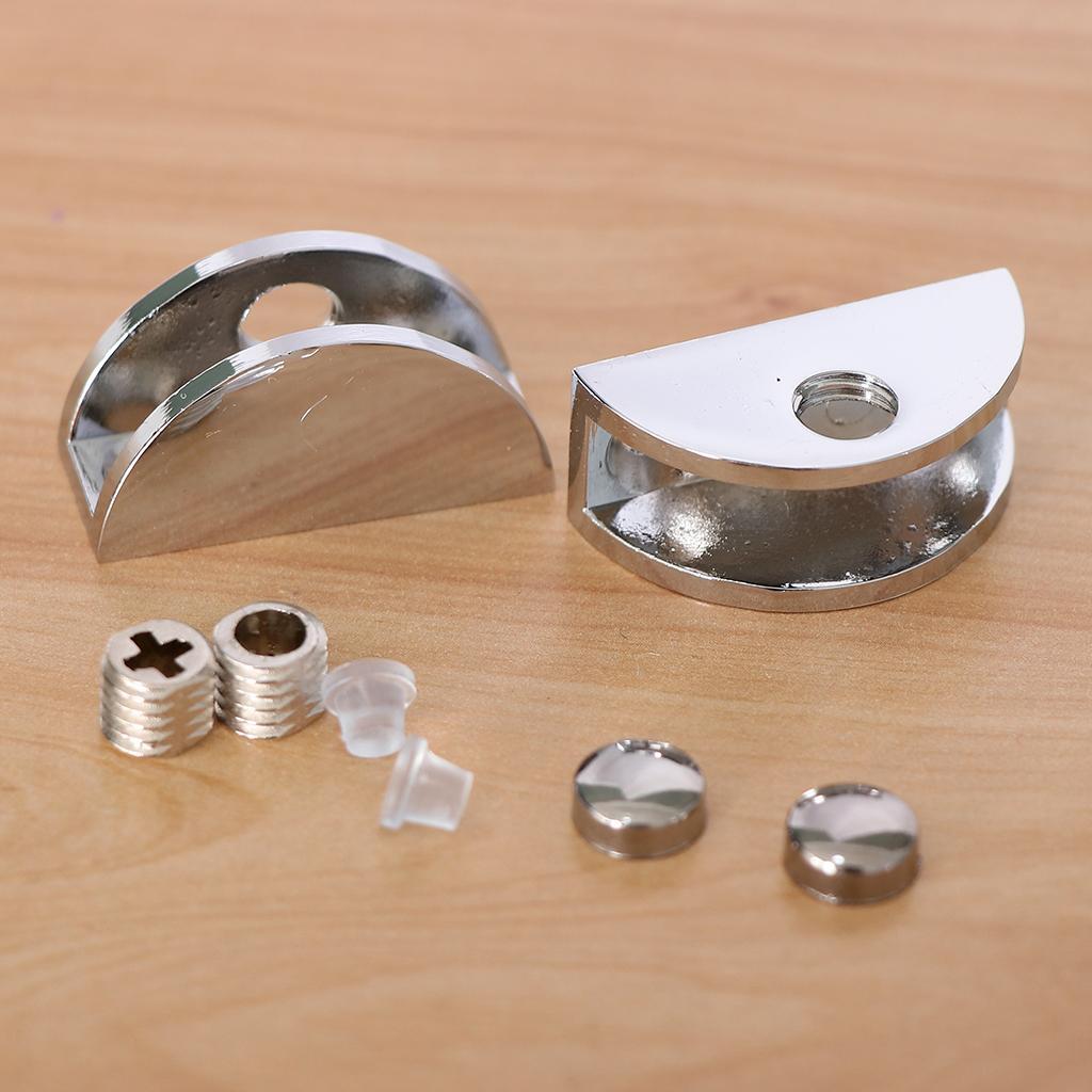 3x2pc Zinc Alloy Fixed Glass Half Circle Adjustable Glass Brackets 8-10mm