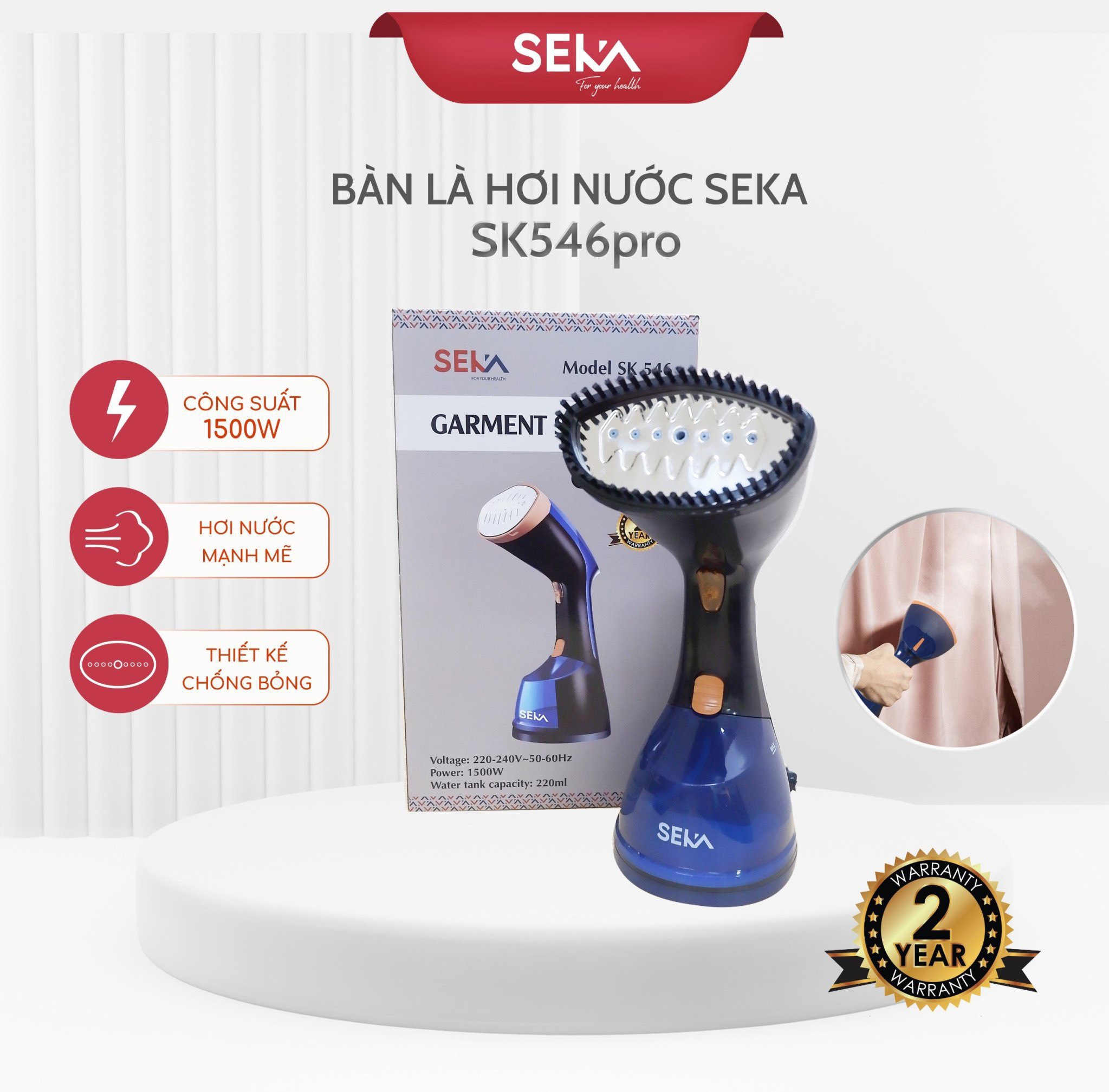 Bàn Ủi, Bàn Là Hơi Nước Cầm Tay SEKA SK546 Pro - Hàng Chính Hãng