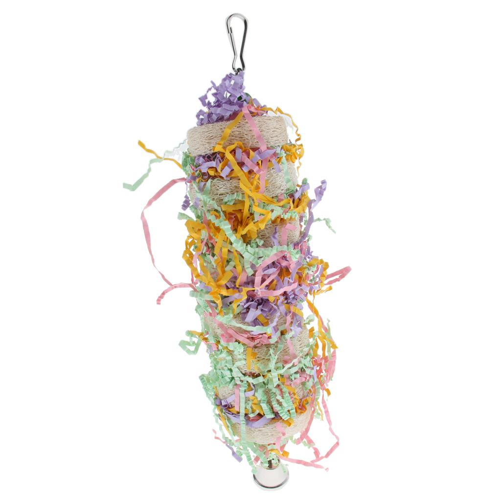 Bird Toy Loofah Hanging Bell Chewing Parrot Parakeet Cockatiel Cage Bird Toy