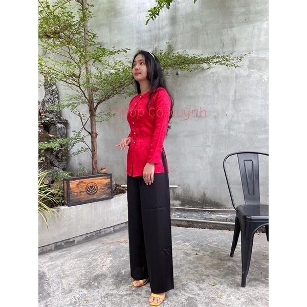 BỘ BÀ BA GẤM LỤA SIÊU SANG ĐI LỄ CHÙA ĐI CHƠI ĐỀU ĐẸP - Hồng sen, Hồng sen