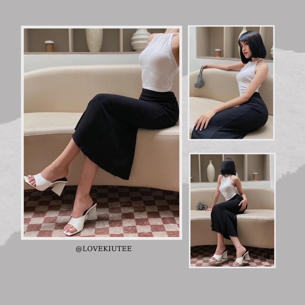 Chân váy dài đuôi cá Fishtail Ribbed Maxi Skirt LOVEKIUTEE