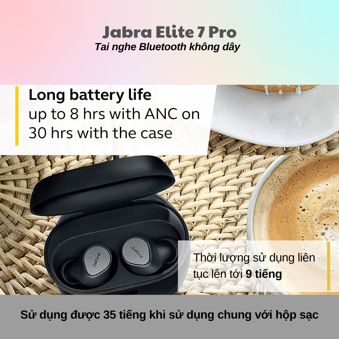 Tai Nghe True Wireless Jabra Elite 7 Pro - Dùng Được Gần 35 Tiếng - Bảo Hành 12 Tháng - Hàng Chính Hãng