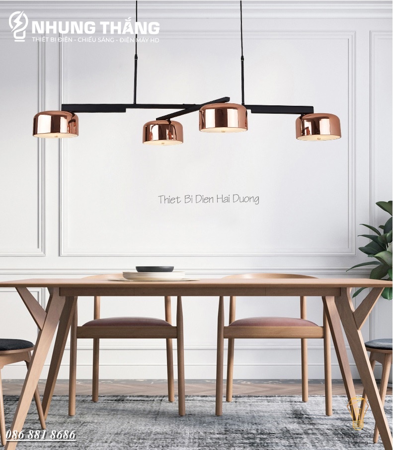 Đèn Thả 4 Chao Đui Đồng DGT-1501 - Xoay 90 Độ - Decor Trang Trí Nội Thất Sang Trọng - Phong Cách Hiện Đại - Có Video