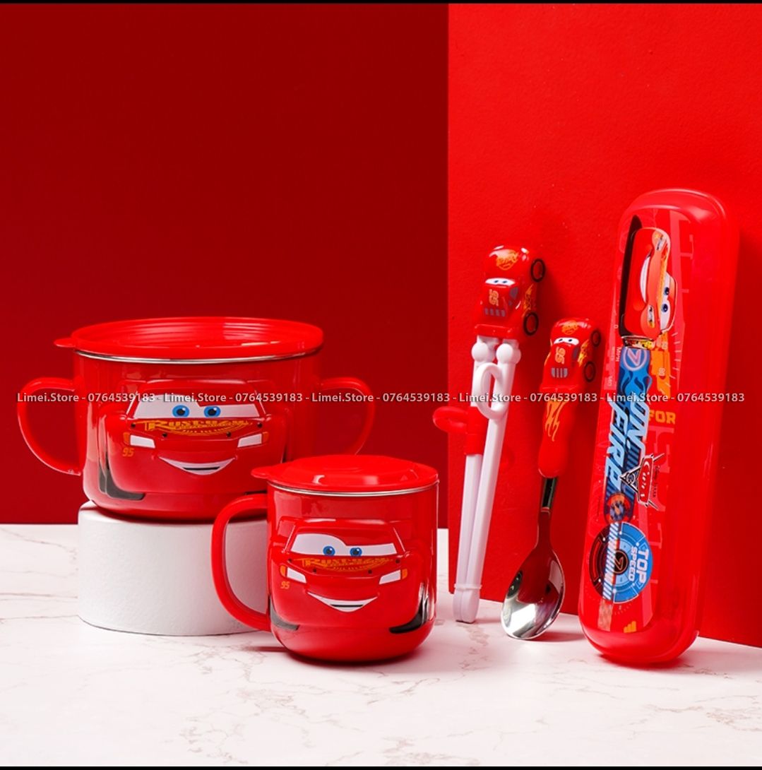 Set tô ly muỗng đũa nĩa Disney hình Car95 Mcqueen