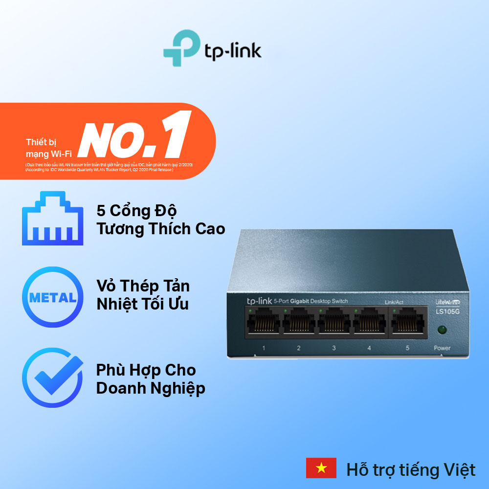 Bộ Chia Tín Hiệu TP-Link LS105G Switch Để Bàn 5 Cổng 10/100/1000Mbps - Hàng Chính Hãng
