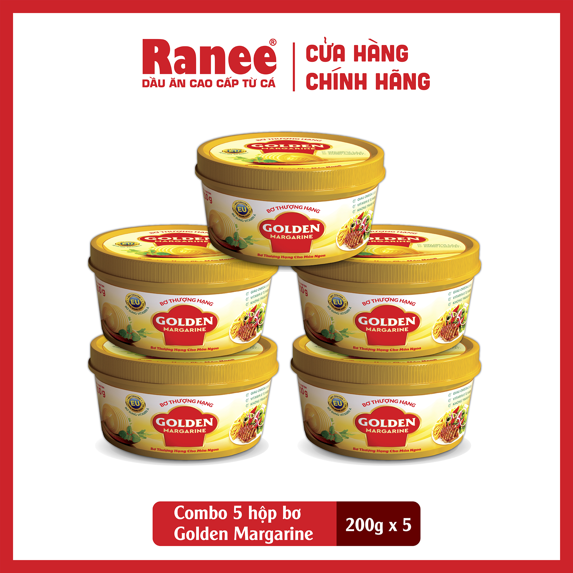 Combo 5 hộp Bơ Thượng Hạng Golden Margarine 200gr
