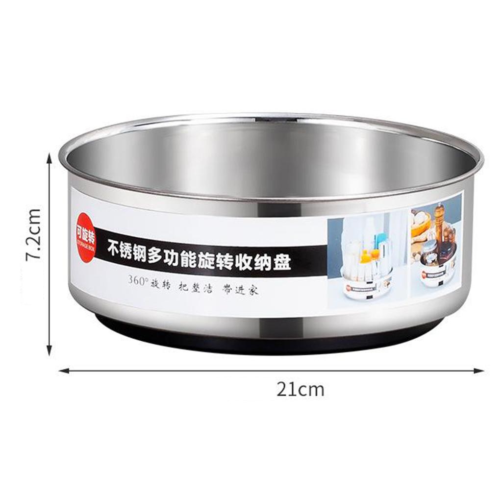Turntable Kitchen Storage Organizer for Can or Seasonings Multifunctional Stainless Steel Organizer for Fridge Cabinet,360 Rotating Cosmetic Organizer