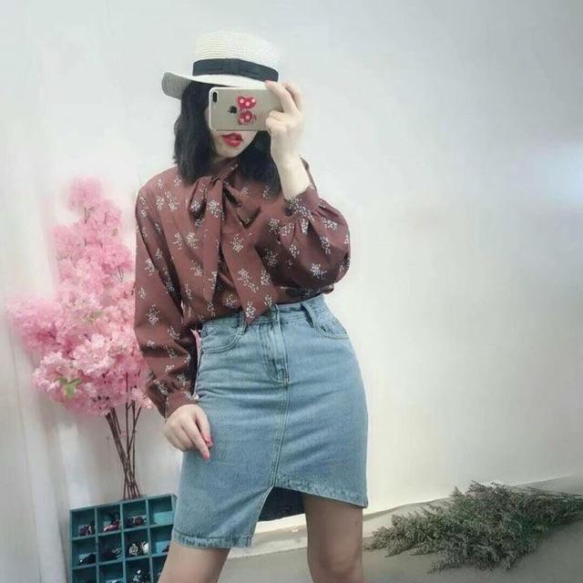 Sơ mi nơ hoa nhí vintage