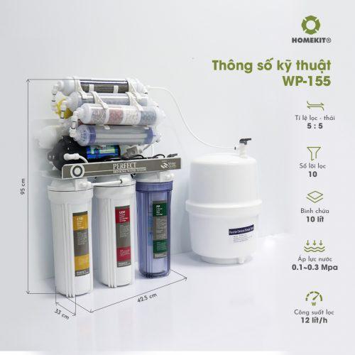 Máy lọc nước tinh khiết RO 10 lõi để lắp âm HOMEKIT WP-155 bổ sung khoáng - lắp đặt tận nhà, bảo hành 12 tháng - Hàng chính hãng