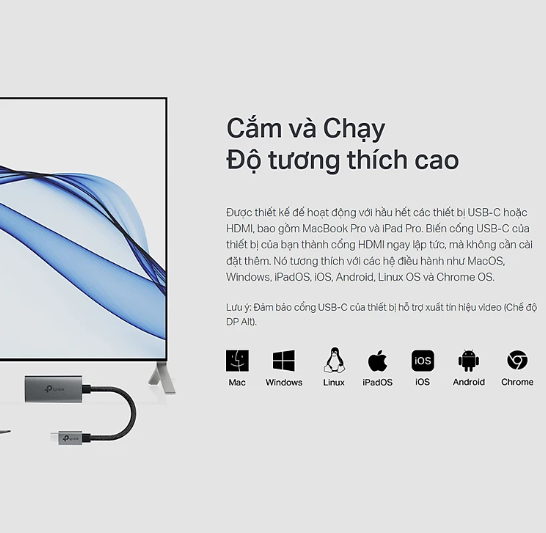 Cáp chuyển đổi USB Type-C sang HDMI TP-LINK 4K@60Hz UA520C - Hàng chính hãng