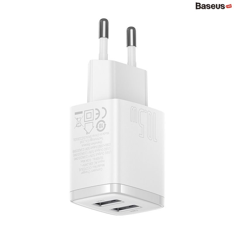 Bộ Sạc Đa Năng Baseus Compact Charger 10.5W 2 Cổng Sạc USB - hàng chính hãng