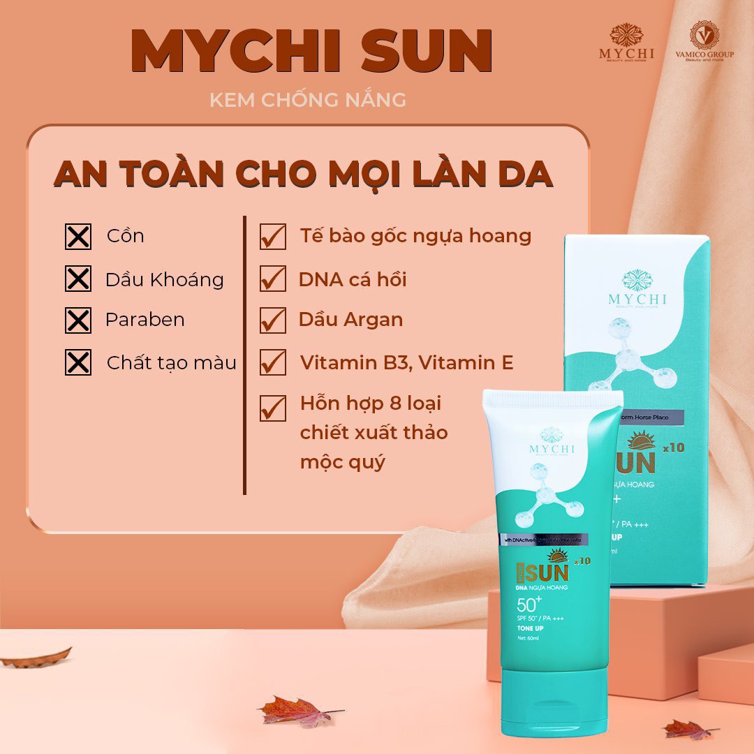 Kem chống nắng Mychi Sun dưỡng trắng da nâng tông dùng cho mọi loại da