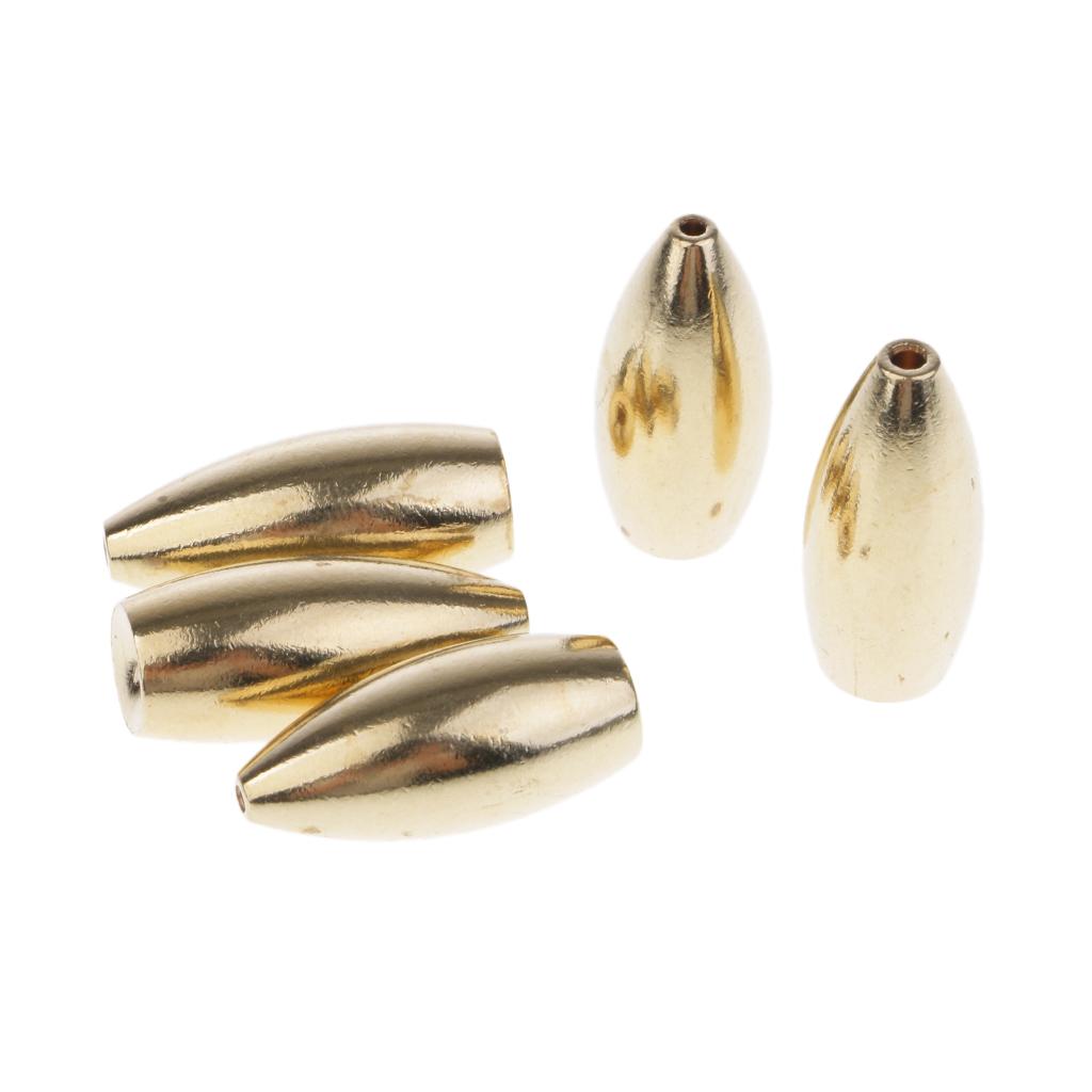 5Pcs Brass Weights Drop Shot Slider Sea Fishing Tackle Snag Sinkers 12g