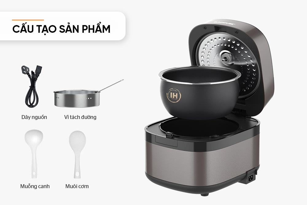 NỒI CƠM ĐIỆN CAO TẦN 1.5L SUNHOUSE SHD8826 - Hàng chính hãng