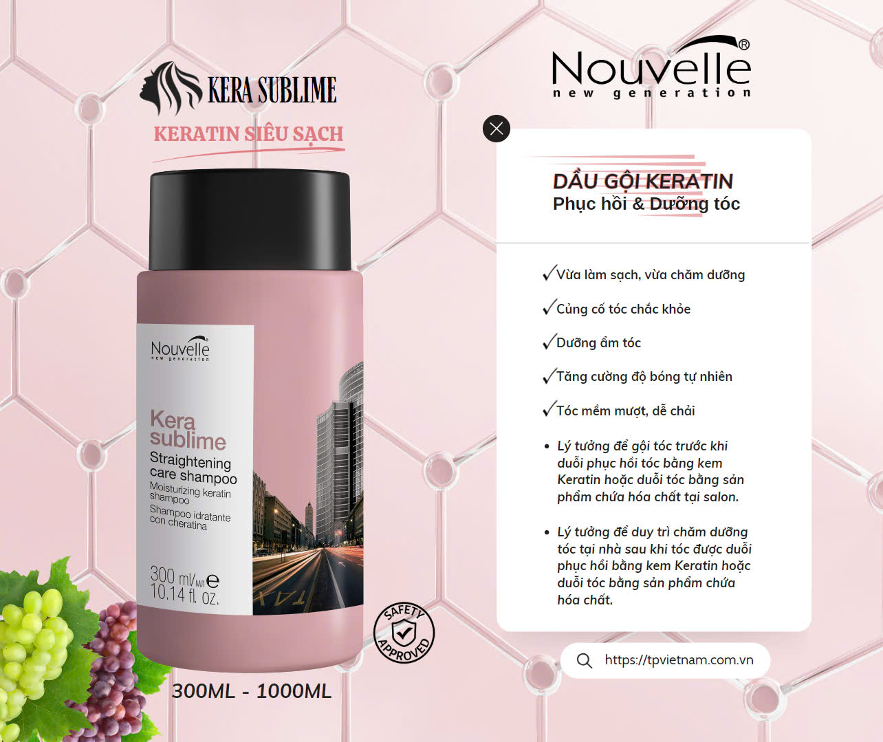 DẦU GỘI KERATIN PHỤC HỒI &amp; DƯỠNG TÓC - 1000ML