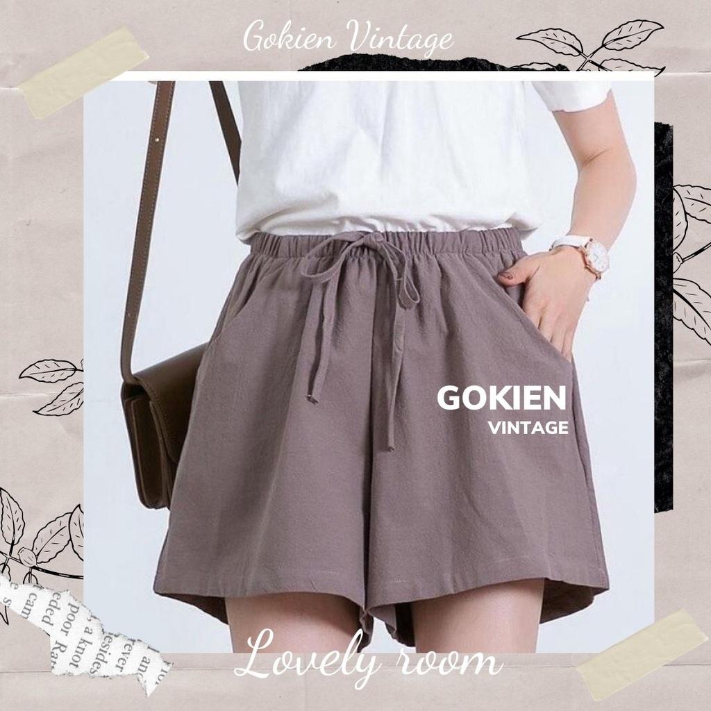 Quần Sooc đũi nữ, quần đùi nữ siêu mát, Gokien Vintage