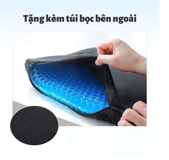 Đệm Ngồi 3D Silicon 2 Lớp Tổ Ong Lót Ghế Thoáng Khí Chống Đau Mỏi Lưng Amalife