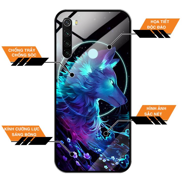 Ốp Lưng Kính Cường Lực cho điện thoại Xiaomi Redmi Note 8 - 0485 Wolf - Hàng Chính Hãng