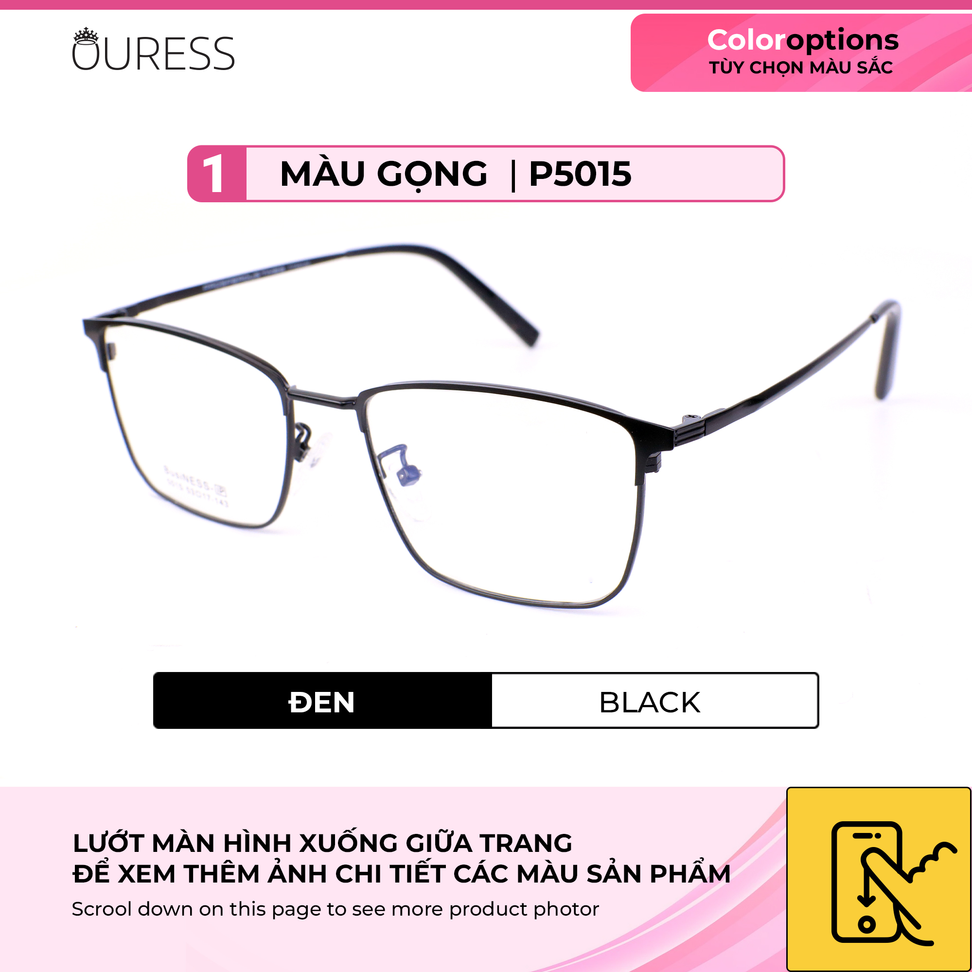 GỌNG KÍNH TITAN NAM CHẤT LIỆU VƯỢT TRỘI SIÊU NHẸ SIÊU BỀN – HÀNG CHÍNH HÃNG P5015
