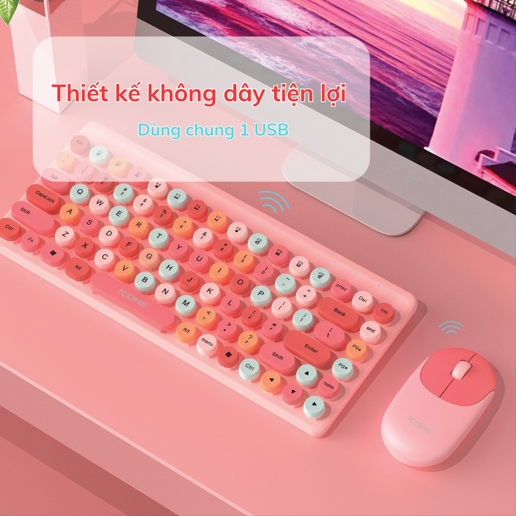 Bộ Bàn Phím Chuột Không Dây ICKM800 – HÀNG CHÍNH HÃNG