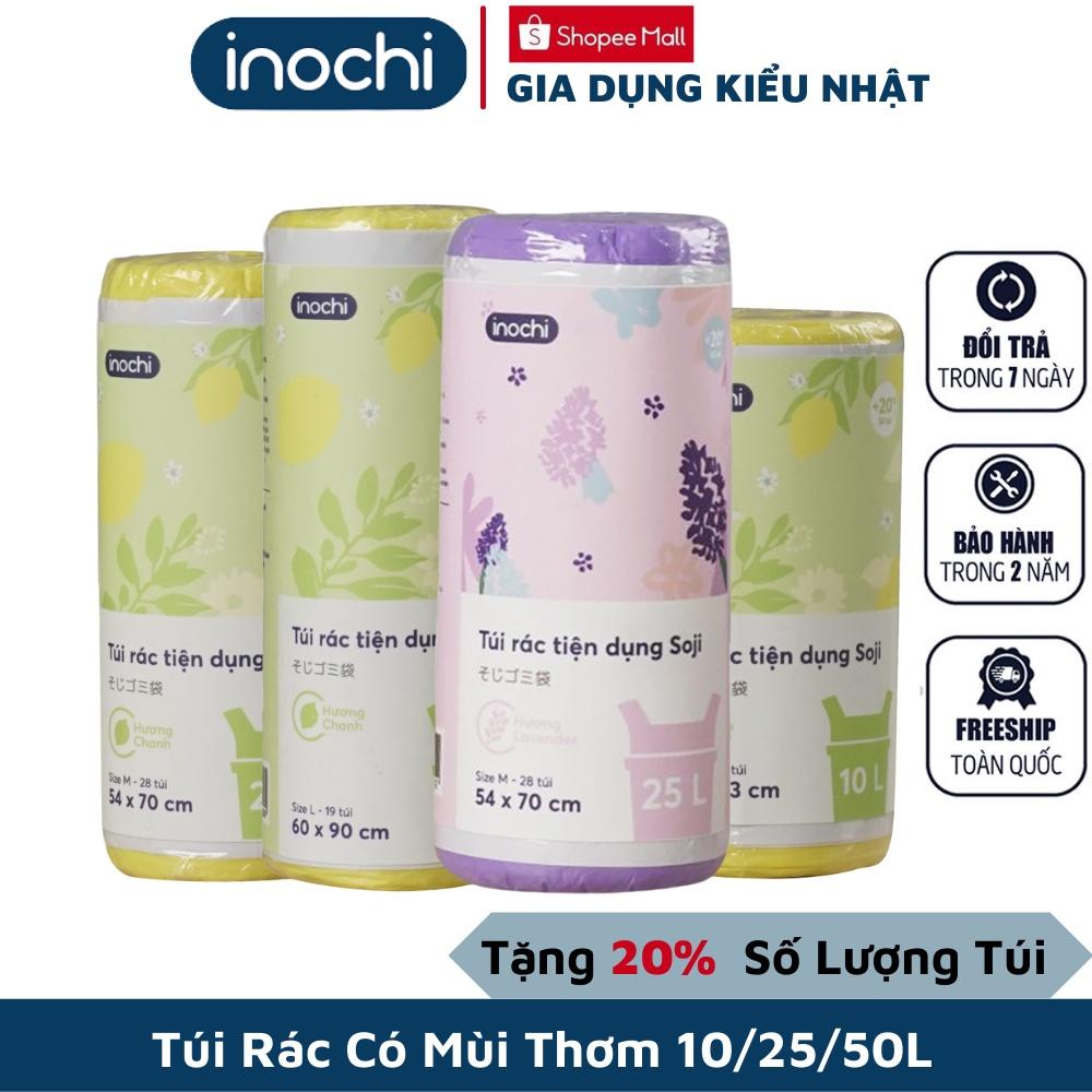 (HCM)Túi đựng rác tự phân hủy 4 cuộn sinh học Inochi Có Quai Dạng Cuộn Màu Đen 10L 25L 50L có mùi chanh