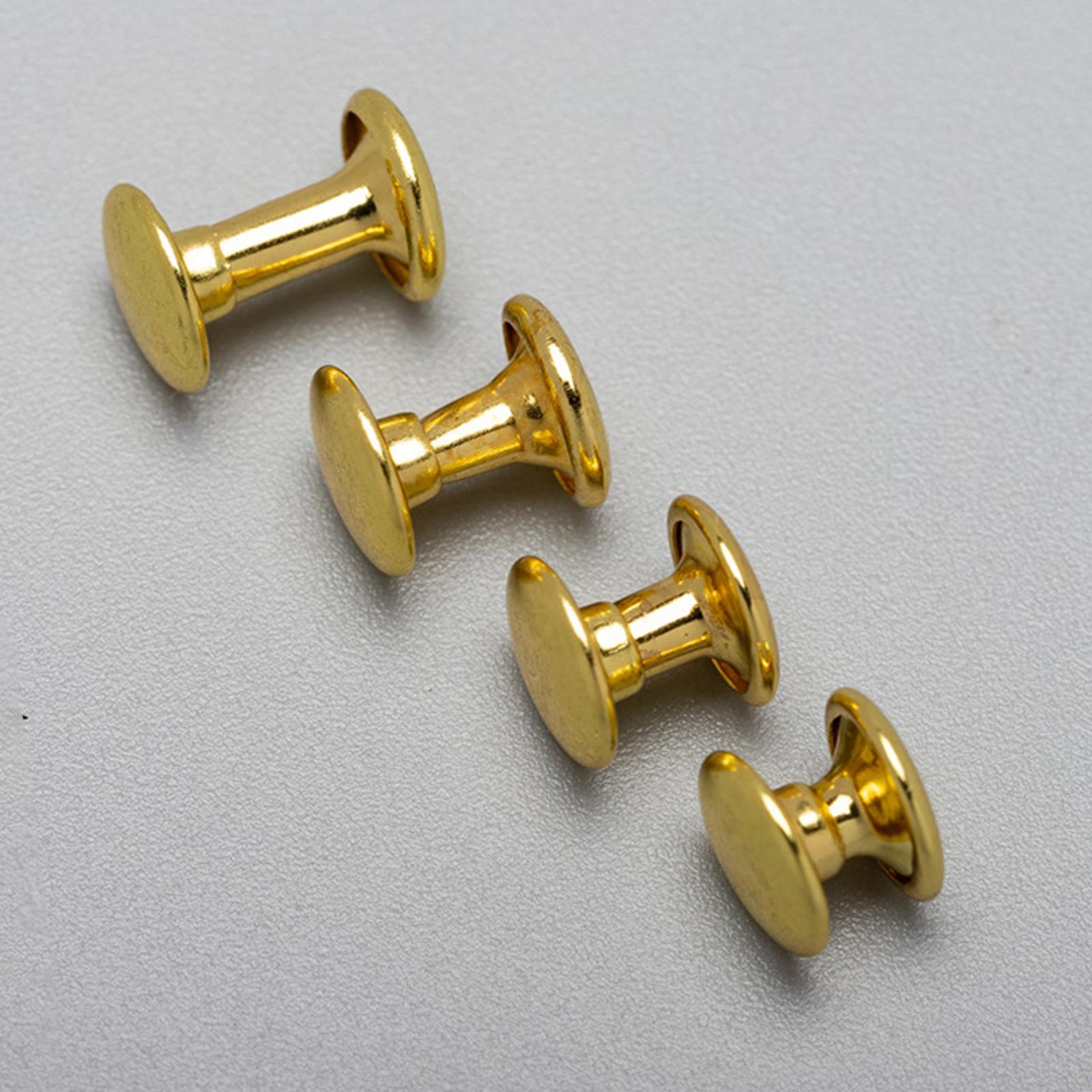 100Pcs Pure Brass Screw Rivets Double Caps Decorative Button Studs for Shoes Bag