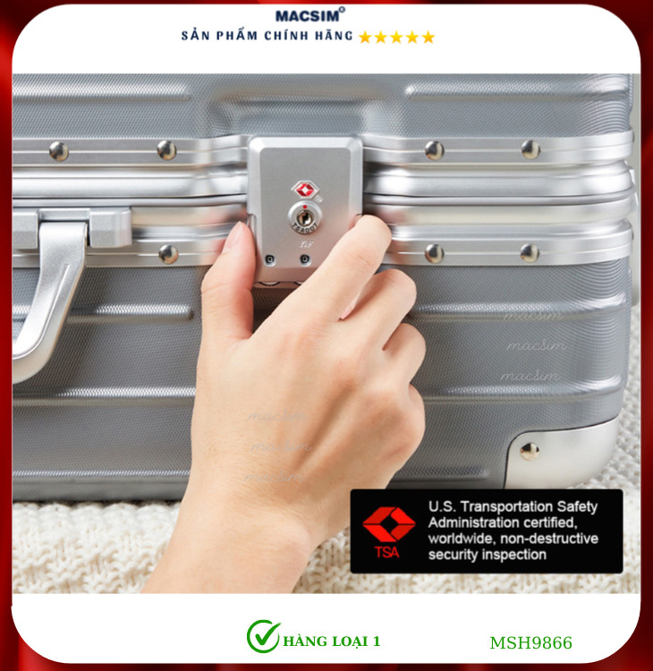Vali cao cấp Macsim Hanke MSH9866 20 inch  màu xám - Hàng loại 1