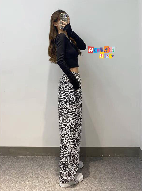 Quần Jogger 3D Ulzzang Unisex Jogger Loang Màu Dây Rút Lai Ống Rộng Báo Đen V2 - MM