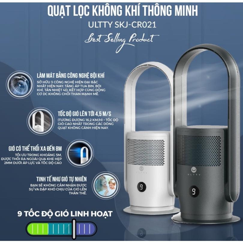 Quạt Lọc Không Khí Thông Minh ULTTY SKJ- CR021, Máy Lọc Không Khí Loại 99% Vi Khuẩn Và Bụi Mịn, Có Điều Khiển, Nhập Đức - Trắng