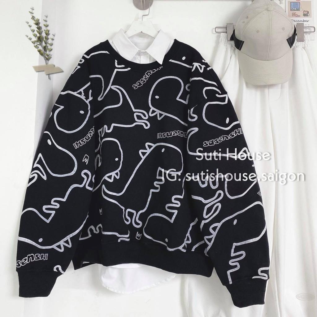 Áo Sweater Unisex Nam Nữ Khủng Long 3D Có 3 Màu Form Rộng Vải Mềm Mịn Phong Cách Ulzzang - Suti House