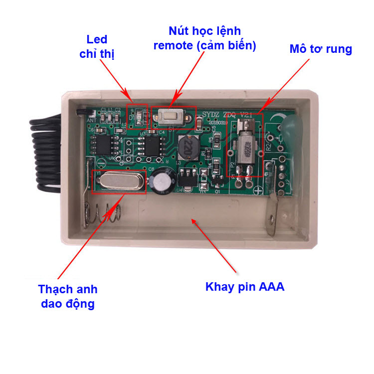 Máy báo rung không dây điều khiển từ xa RF 315Mhz